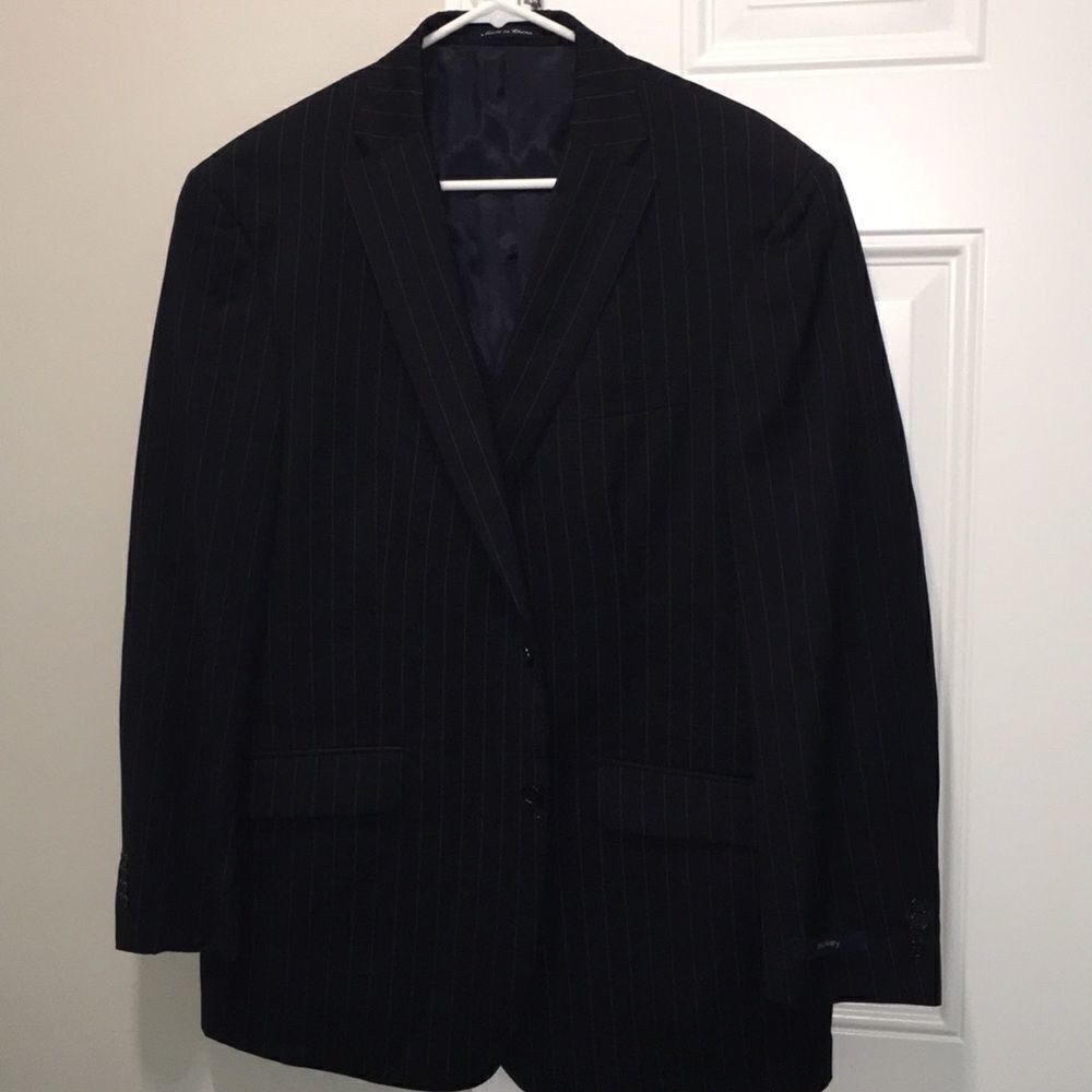 New $295 Hickey Freeman Pinstripe Suit Jacket Sportcoat Blazer Coat L 44R Mens